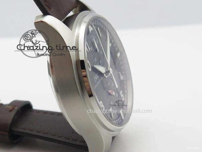 MIROTIME 0204 Cozy Pilot Chrono SS IW387802 V6F 1:1 Best Edition On Brown Leather Strap A 7323